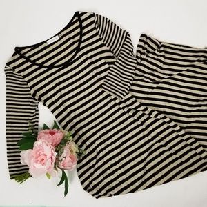 Calvin Klein Striped 3/4 sleeve Maxi Dress